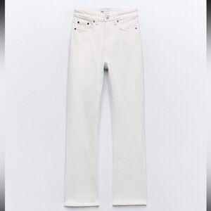 Zara High Rise Stove Top Jeans Oyster White